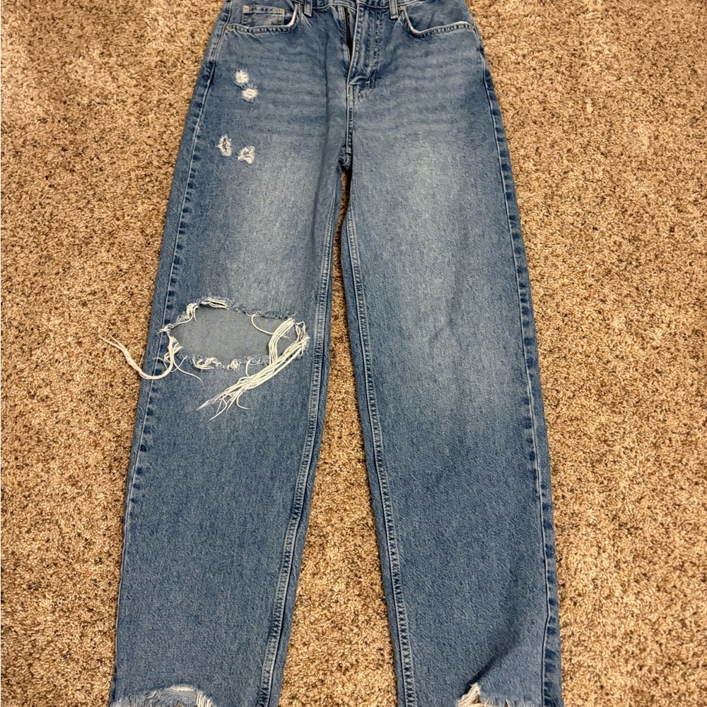 BDG Distressed Straight Leg Blue Jeans
